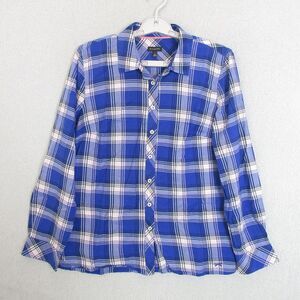 Talbots Shirt Womens M Blue Plaid Long Sleeve Button Up Cotton Casual Everyday
